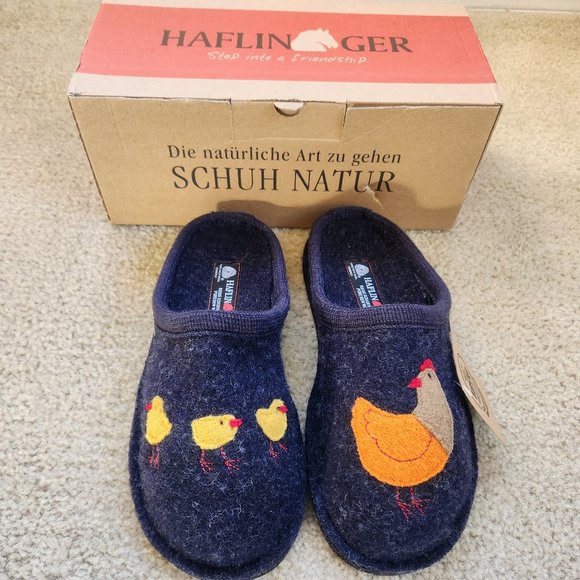 Haflinger Shoes - NIB Haflinger Gallina wool slippers 38 hen with chicks